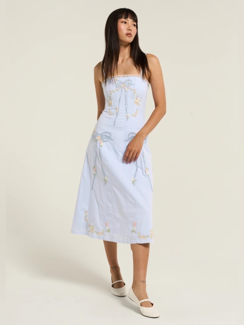For Love and Lemons BABY BOWS PATCHWORK MIDI DRESS